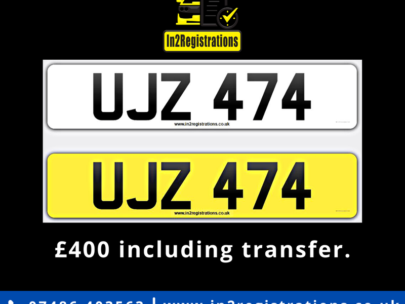 UJZ 474 Dateless 3x3 Number Plate