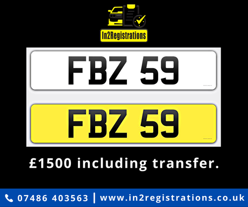 FBZ 59 Dateless 3x2 Number Plate VERKOCHT