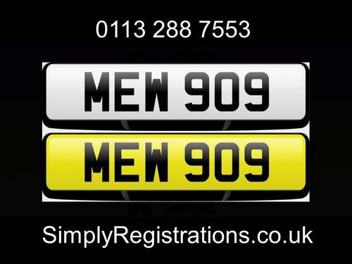 MEW 909 - Private Number Plate For Sale