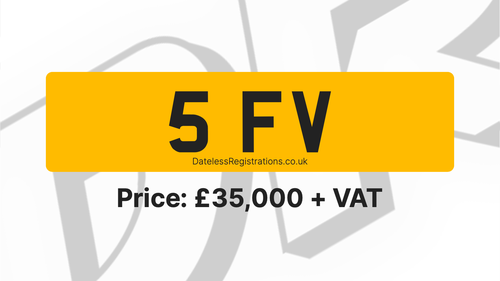 Picture of 5 FV - Great value 3 digit FV plate. - For Sale