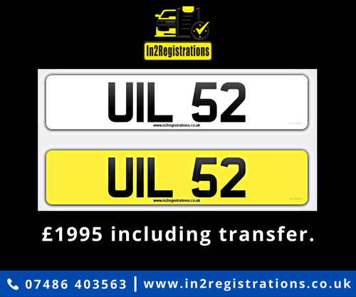 UIL 52 Dateless 3x2 Number Plate. For Sale