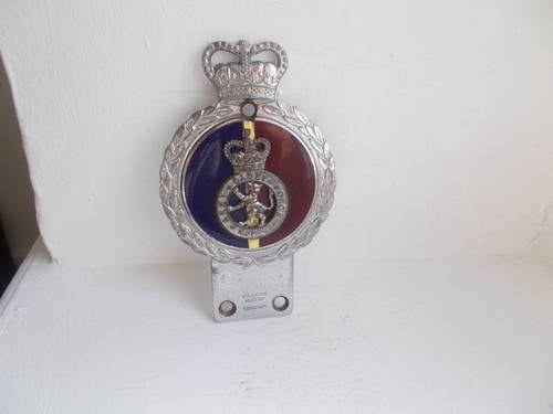 1950 ARMY CADET FORCE CHROME AND ENAMEL CAR BADGE  For Sale
